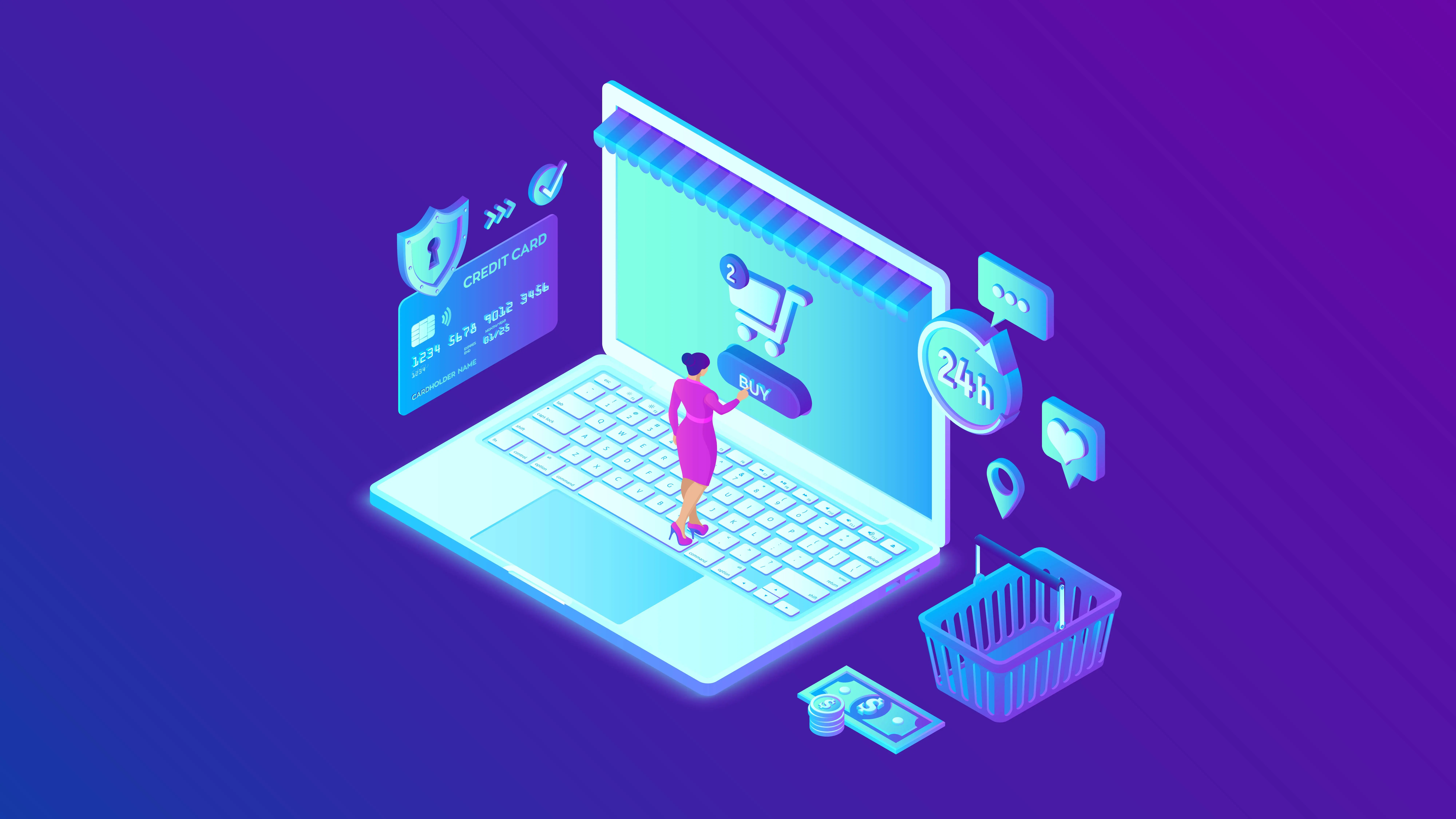 Connective ecommerce vector graphic